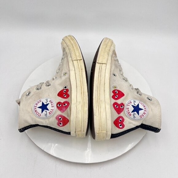 Converse Comme des Garçons Play x Chuck 70 Hi Women Size 8 White Red Shoes - Picture 8 of 14